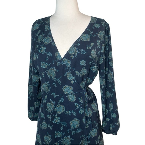 Abercrombie & Fitch Floral Ruffle Wrap Mini Dress Blue Size Small Cottage Y2K - Picture 3 of 9
